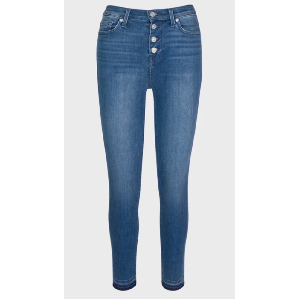 7 For All Mankind Button Fly The High Waist Ankle Skinny Jeans Size 25 $165
